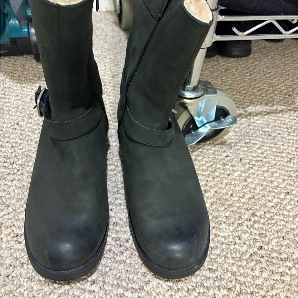 UGG Black and Cream Shearling Boots